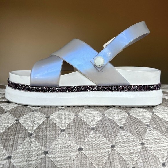 Melissa Awaytomars White Cosmic Sandals II Glitter Platform Soles Women’s Size 6 - Picture 3 of 15